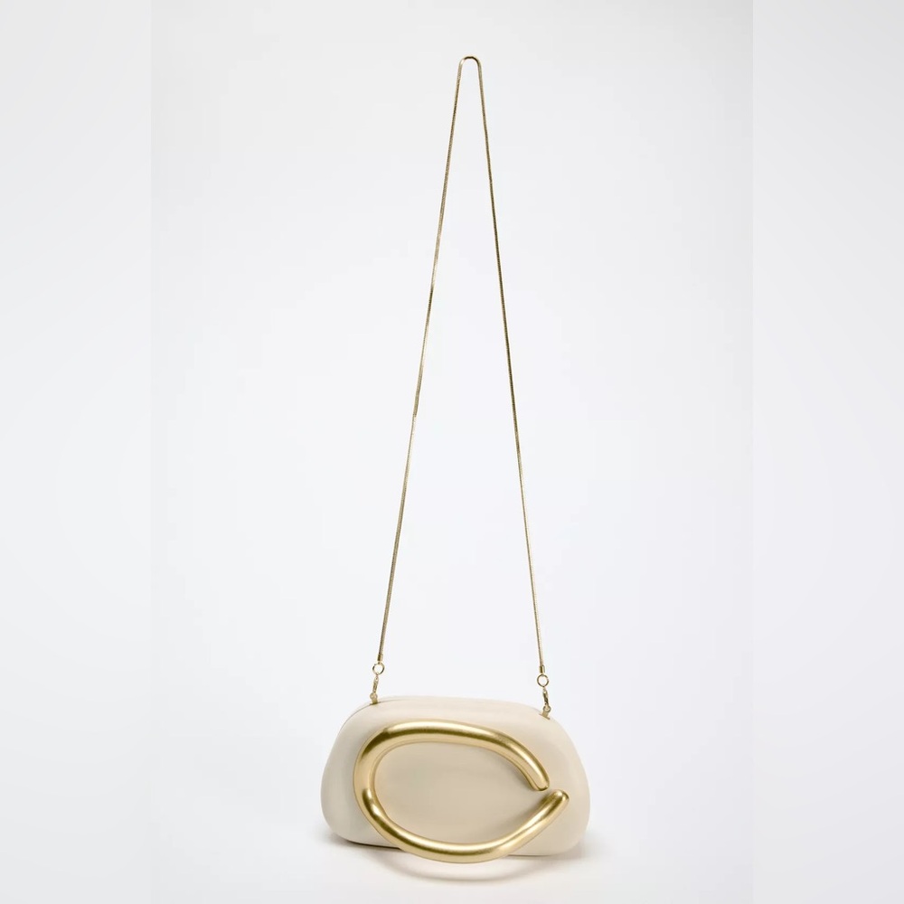 Zara Chic Cream and Gold Women's crossbody evening Bag - Picture 4 of 7
